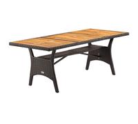 Polyrattan Garden Table Takeo Brown Acacia 190x90x74cm