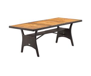 Polyrattan Garden Table Takeo Brown Acacia 190x90x74cm