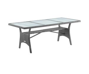 Polyrattan Garden Table Takeo Grey 190x90x74cm Glass