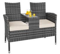Polyrattan Jack & Jill Bench Grey/Beige 145x58x87cm