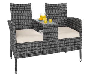 Polyrattan Jack & Jill Bench Grey/Beige 145x58x87cm