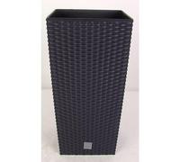 Polyrattan Plant Pot with Insert Rattan Look 26x50.5x26cm Flower Pot Gray