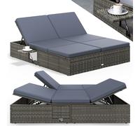 Polyrattan sun lounger grey/anthracite 200x160x33cm