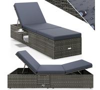 Polyrattan sun lounger grey/anthracite 200x58x33cm