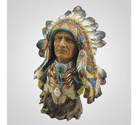 Polyresin Native American Chief Bust Figurine, 6.5-inch Height, Tabletop Decoration