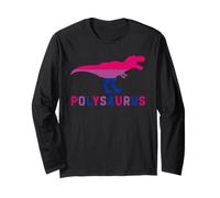 Polysaurus Bi Bisexual Pride Flag Polyamory Dinosaur T Rex Long Sleeve T-Shirt