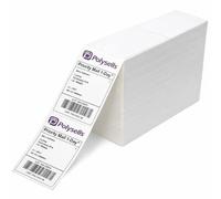 POLYSELLS 2 Stacks 4000pcs 4x6 Direct Thermal Shipping Labels White Perforated Fanfold Lables, 2000 Labels per Stack - Commercial Grade