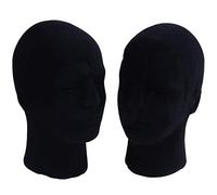 Polystyrene Black Foam Men Mannequin Head Dummy Stand Shop Display Hat, 2 x BLACK