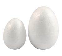 Polystyrene Eggs, H: 35+48 mm, W: 25+35 mm, white, 10pcs (US IMPORT)