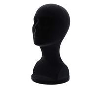 Polystyrene Head Black Male Display Head Styrofoam Mannequin Head for Wig Hat Glasses Sunglass Scarfs Display Stand Foam Head Male Model Black