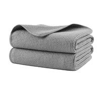 POLYTE 380 gsm Microfibre Oversize Quick Dry Lint Free Waffle Bath Towel for Body, 76.2 x 152.4 cm, Set of 2