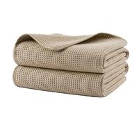 POLYTE 380 gsm Microfibre Oversize Quick Dry Lint Free Waffle Bath Towel for Body, 76.2 x 152.4 cm, Set of 2
