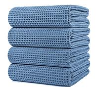 POLYTE 430 gsm Microfibre Oversize Quick Dry Lint Free Bath Towel, 152 x 76 cm, 4 Pack (Beige, Waffle Weave)
