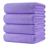 POLYTE 430 gsm Microfibre Oversize Quick Dry Lint Free Bath Towel, 152 x 76 cm, 4 Pack (Beige, Waffle Weave)