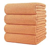 POLYTE 430 GSM Microfibre Quick Dry Waffle Bath Towel, 76.2x152.4 cm | 4 Pack, Oversize, Lint Free, Body Towel