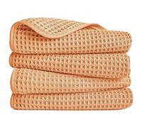 POLYTE 430 GSM Microfibre Quick Dry Waffle Hand Towel, 40.6x76.2 cm | 4 Pack, Oversize, Lint Free, Quick Dry, Hanging Loop
