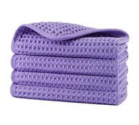 POLYTE 430 GSM Microfibre Waffle Wash Cloth Face Towel, 33.0x33.0 cm | 4 Pack, Oversize, Lint Free, Quick Dry, Hanging Loop, For Showerig, Fingertip Towel