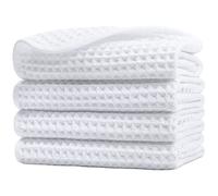 POLYTE 430 GSM Microfibre Waffle Wash Cloth Face Towel, 33.0x33.0 cm | 4 Pack, Oversize, Lint Free, Quick Dry, Hanging Loop, For Showerig, Fingertip Towel