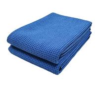 POLYTE Elite Microfibre Drying Towel (63x91 cm, 2 Pack, Waffle, Blue)