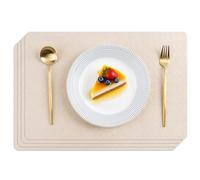 POLYTE Indoor/Outdoor Washable Geometric Vinyl Faux Leather Table Dining Placemats, Set of 4
