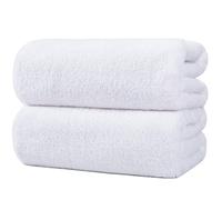 POLYTE Premium Quick Dry Lint Free Microfibre Bath Sheet, Pack of 2 (White, 89x178 cm)
