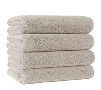 POLYTE Quick Dry Lint Free Microfibre Bath Towel, 76 x 145 cm, Pack of 4 (Beige)