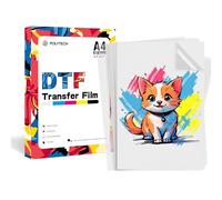 POLYTECH DTF Transfer Film - A4, 60 Sheets, 8.5X11'', PET Film Heat Transfer Paper Hot Peel Double Matte, Direct to Film EPSON Printer ET-8550, ET8500, XP15000, L1800, for DIY T-Shirt Transfers