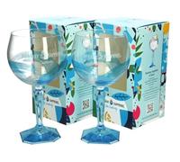Polytime Bombay Sapphire Gin Glasses - Set of 2 Gin Balloon Glasses for Cocktails and Gin Lovers, Individually Boxed - 568ml / 1 Pint Bombay Sapphire Dark Blue Swirl Design