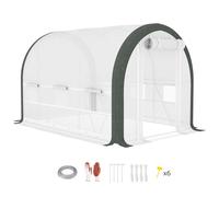 Polytunnel Greenhouse 396x300x200cm Galvanised Steel 140GSM PE White/Grey & Mesh