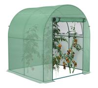 Outsunny Walk in Polytunnel Greenhouse with Roll-up Window and Door, Green