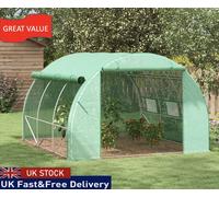 Outsunny 3 x 3 x 2 m Polytunnel Greenhouse with Roll-up Side Walls Green