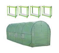 Polytunnel Greenhouse Walk In Galvanised Racking Windows Doors Growhouse PE Cover Gardening Metal Frame Outdoor Storage Garden Tent Vegetable Flower Plant 25mm Diameter | 6 x 3m Green