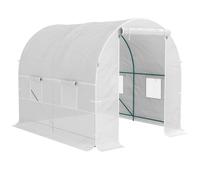 Polytunnel Greenhouse White 200x245x198cm Galvanised Steel & PE Cover 4 vents EZ
