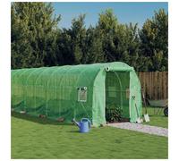 Polytunnel Greenhouse with Steel Frame Green 10x2x2 m