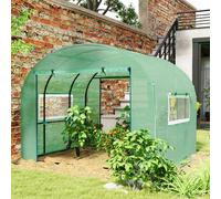 Outsunny 3 x 3 x 2m Polytunnel Greenhouse with Doors and Mesh Windows, Green