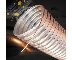 Polyurethane Duct Carving Machine Dust Collection Hose with Steel Wire Coil, Flexible Clear PU Wood Chip Dust Hose Telescopic Ventilation Hose Thick 1.5mm(L 2m(6.5t),ID 125mm/4.92in)