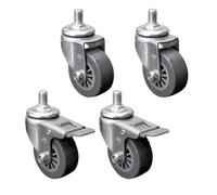 Polyurethane Furniture Caster Wheels Set of 4 38mm 50mm 62mm M10×15mm Threaded Stem Swivel Casters with Brake Silent and Scratch Free Heavy Duty Replacement Wheels