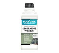 Polyvine Decorators Varnish - Water Resistant Clear Varnish with UV Protection - Seals and Protects Emulsion Paint, Wallpaper, Interior Wood, Furniture, Plaster & Fabric - Dead Flat Finish, 1 Litre