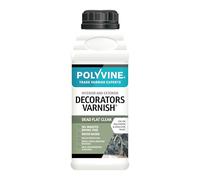 Polyvine Decorators Varnish - Water Resistant Clear Varnish with UV Protection - Seals and Protects Emulsion Paint, Wallpaper, Interior Wood, Furniture, Plaster & Fabric - Dead Flat Finish, 500ml