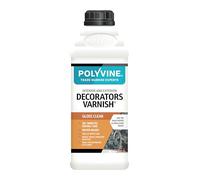 Polyvine Decorators Varnish Gloss, Satin or Dead Flat - Water Resistant Clear Varnish with UV Protection - Seals and Protects Emulsion, Acrylic Paint, Wallpaper, Wood, Furniture, Plaster & Fabric, 1L