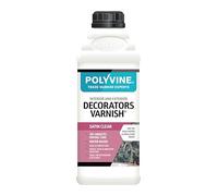 Polyvine Decorators Varnish Satin - Water Resistant Clear Varnish with UV Protection - Seals and Protects Emulsion, Acrylic Paint, Wallpaper, Wood, Furniture, Plaster & Fabric, 1L
