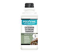 Polyvine Exterior Extreme Varnish - Heavy Duty Outdoor Waterproof Clear Varnish - Quick Dry Polyurethane Clear Coat Multi Use Protective Coating - UV, Heat, Stain Water Based Sealer (Dead Flat, 1L)