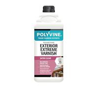 Polyvine Exterior Extreme Varnish Satin - Heavy Duty Outdoor Waterproof Clear Varnish - Quick Dry Polyurethane Clear Coat Multi Use Protective Coating - UV, Heat, Stain Water Based Sealer, 2L
