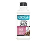 Polyvine Exterior Extreme Varnish Satin - Heavy Duty Outdoor Waterproof Clear Varnish - Quick Dry Polyurethane Clear Coat Multi Use Protective Coating - UV, Heat, Stain Water Based Sealer, 1L