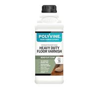 Polyvine Heavy Duty Floor Varnish - Quick Drying Floor Varnish - Polyurethane, Water-Based, Water Resistant Indoor Flooring Protection for Wood, Stone, Tiles, Slate (Dead Flat, 1 Litre)