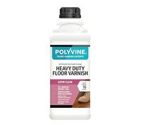 Polyvine Heavy Duty Floor Varnish Satin Finish - Quick Drying Floor Varnish - Polyurethane, Water-Based, Water Resistant Indoor Flooring Protection for Wood, Stone, Tiles, Slate (Satin, 1 Litre)