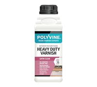 Polyvine Heavy Duty Interior Varnish Satin or Dead Flat Finishes - Quick Dry Varnish - Polyurethane, Water-Based, Water Resistant Coating for Indoor Woodwork, Painted Surfaces & More, Satin 500ml