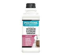 Polyvine Interior Extreme Varnish Satin or Dead Flat - Quick Dry Polyurethane Clear Coat Multi Use Protective Coating - Water-Based, UV, Heat, Stain, Water Resistant Sealer, Satin, 1L