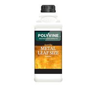 Polyvine Metal Leaf Size Acrylic Adhesive - Interior Gilding Glue for Gold Leaf, Metal Leaf & Foil. Water-Based, Low Odour, Easy Clean, Long Open Time. Furniture, Plaster & Decorative Features (1L)