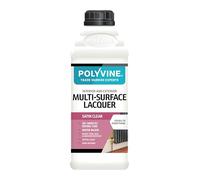 Polyvine Multi-Surface Lacquer Gloss, Satin or Dead Flat - Professional Quick Dry Clear Lacquer - Exterior, Interior Water Based Clear Sealer Protective Coating - Water & Heat Resistant, Satin 1L